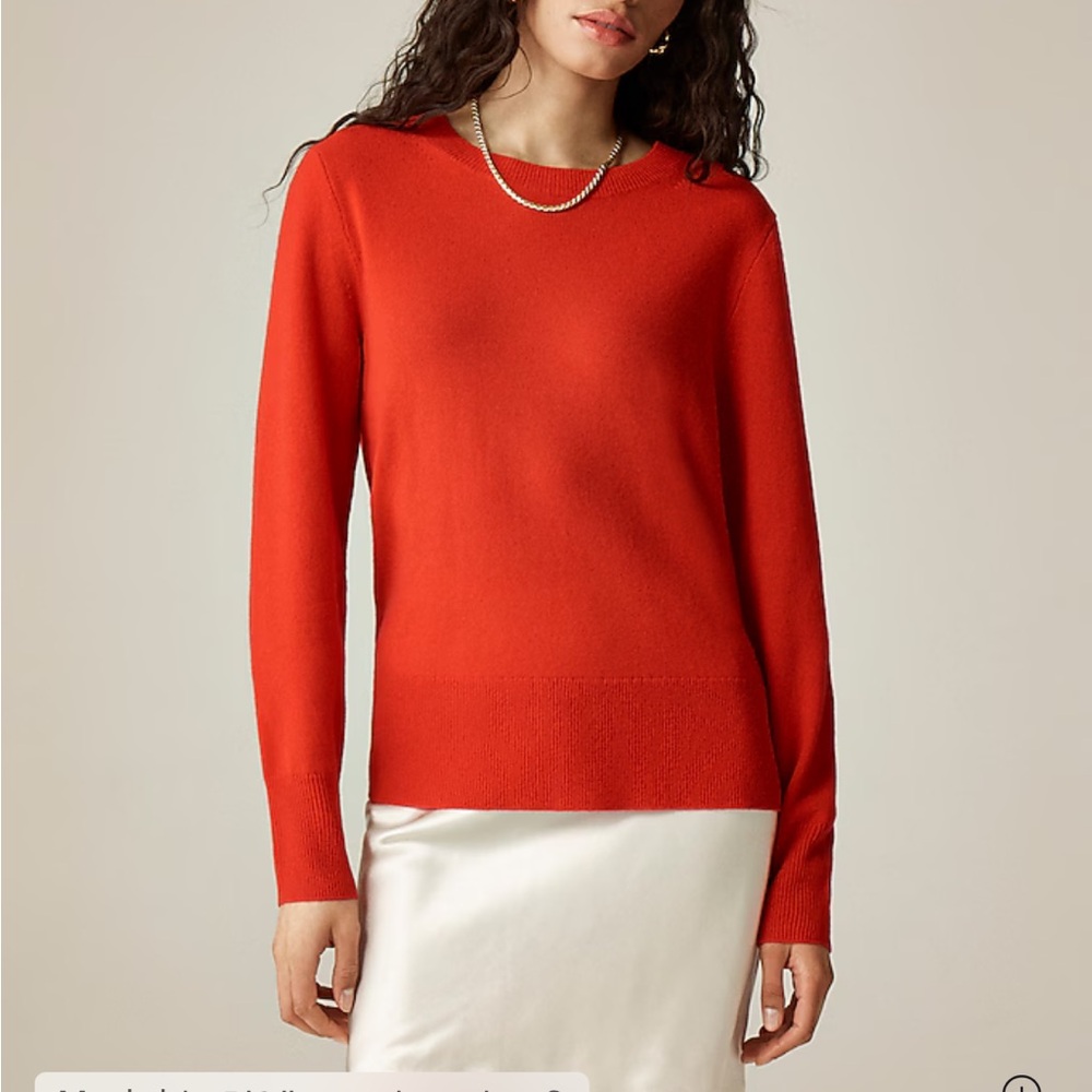 J. Crew Cashmere classic-fit crewneck sweater - bright poppy